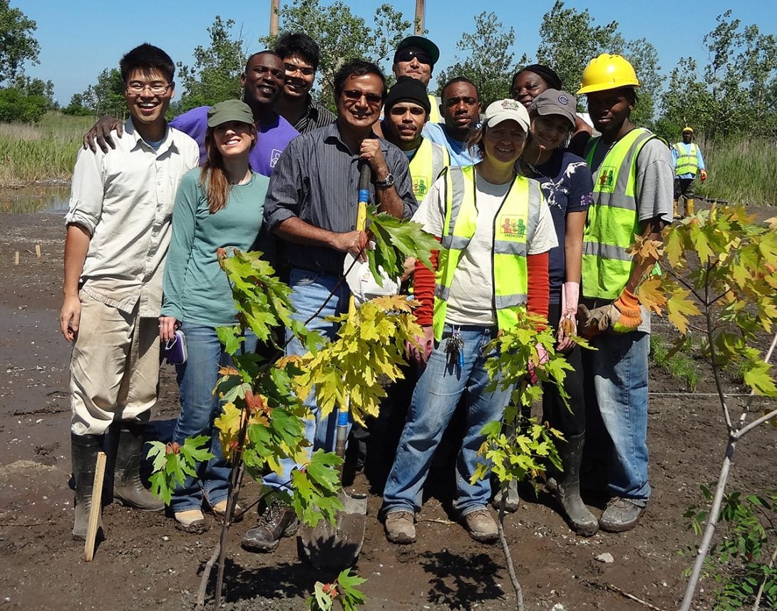 Krishna Reddy and student researchers