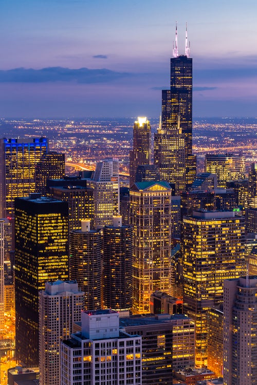 Chicago skyline at night