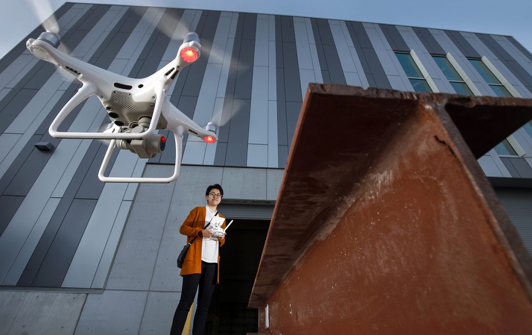 CME alumna Nalin Naranjo working with a drone