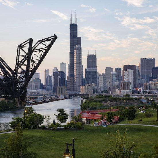 iconic buildings and signage in Chicago's downtown