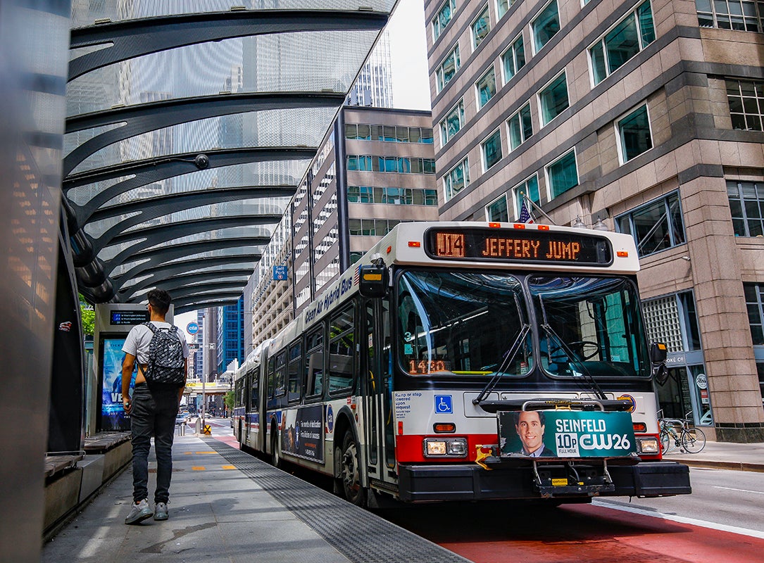 Chicago bus with very few passengers