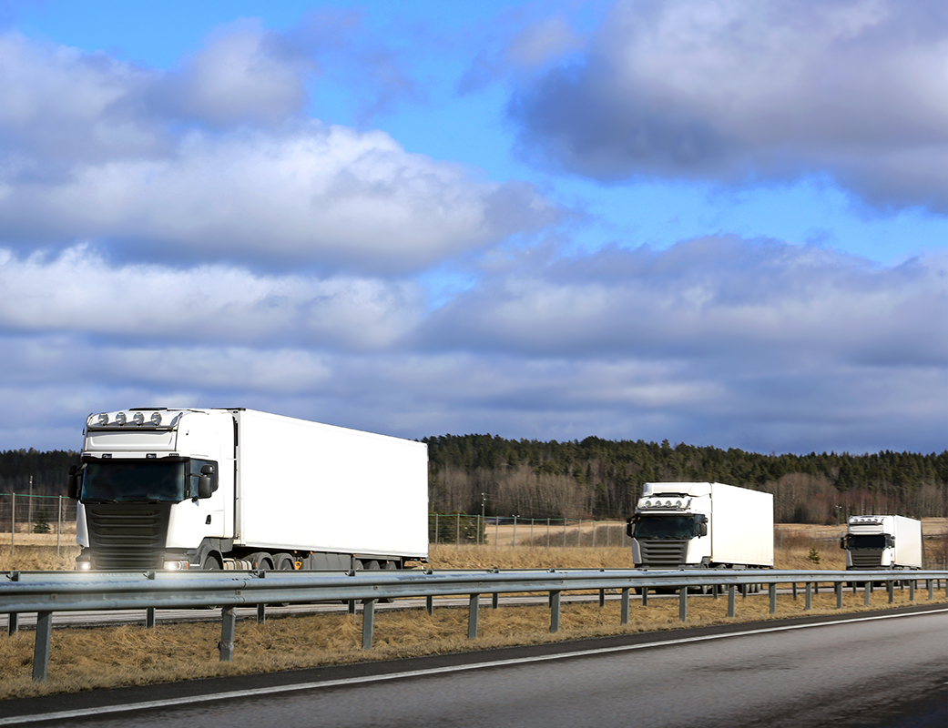 Trucks platooning on a highway