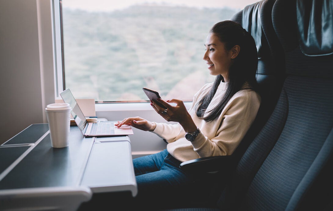 Passenger relaxing on public transportation