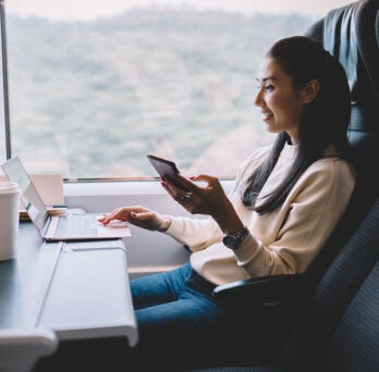 Passenger relaxing on public transportation 