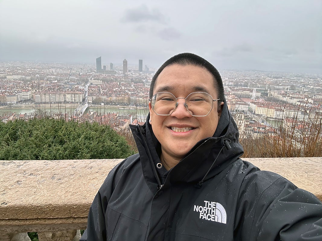 UIC PhD student Isaac Salvador studying in in Lyon, France