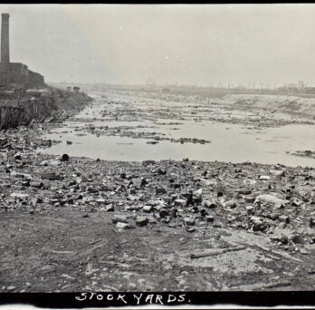 A photo of shows how Bubbly Creek looked in the early 1900s 